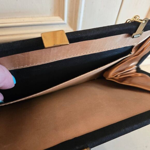 Vintage Black Clutch with Gold Chain - Picture 8 of 12